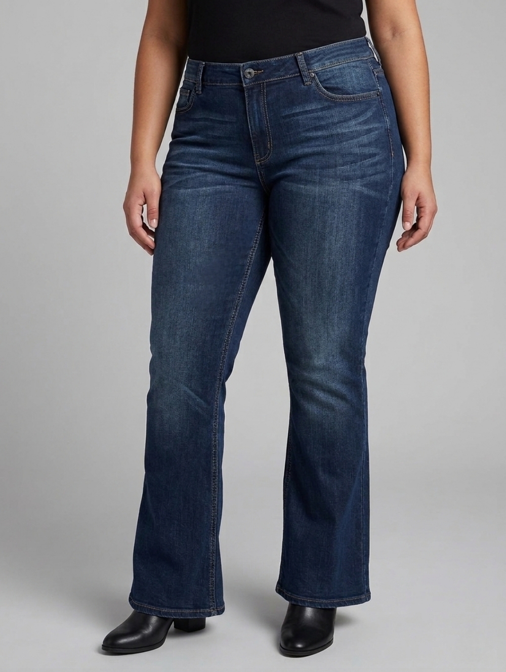 Buffalo David Bitton Faye Bootcut Jeans, Dark Wash Embroidered Pockets,Size 24W